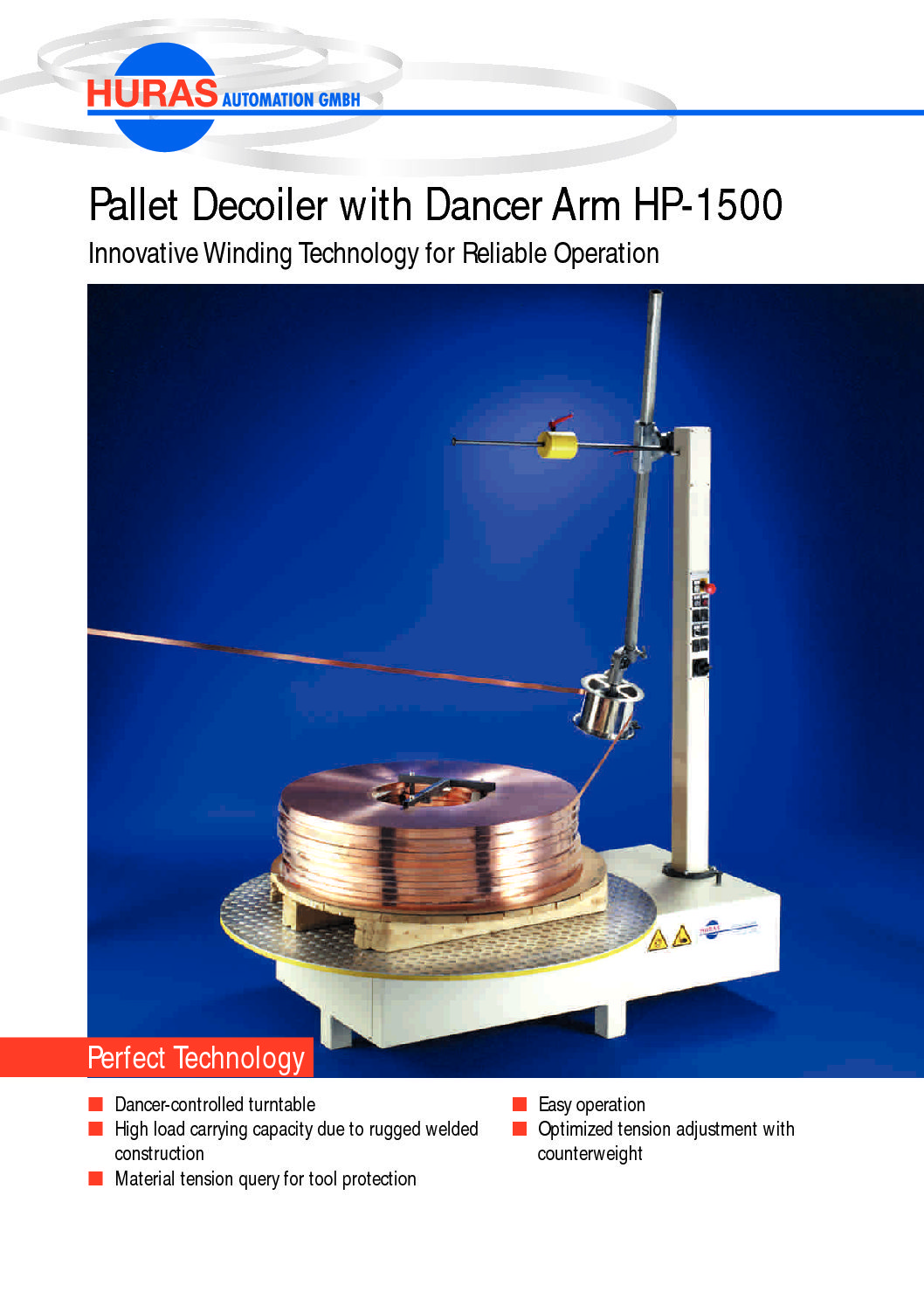 Pallet Decoiler with Dancer Arm HP-1500